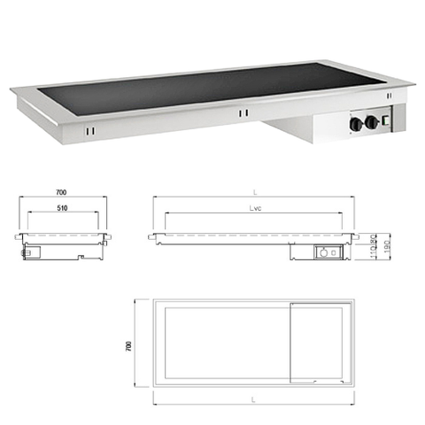 Drop-In Emainox Heated Ceramic Glass Hotplate Drop-In Emainox Heated Ceramic Glass Hotplate