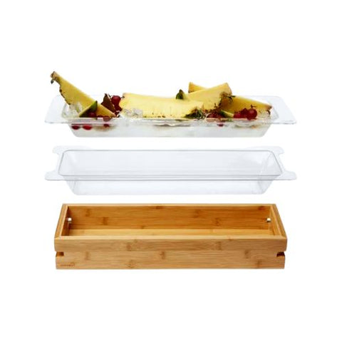 Rosseto Clear Acrylic Insert With Tub with Medium Bamboo Tray Rosseto Clear Acrylic Insert With Tub with Medium Bamboo Tray