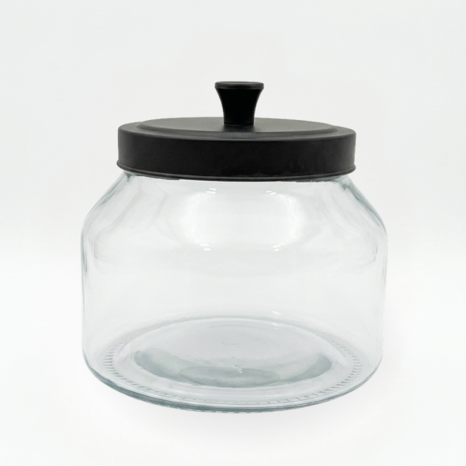TopStyle Glass Jar Black Metal Lid
