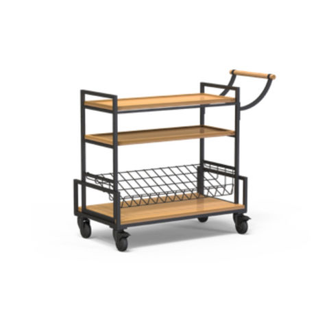 Rosseto Modulite™ Serving Cart with Bamboo Shelves and Wire Shelf Kit