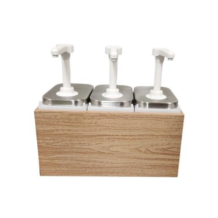 TopStyle 3-Pump Sauce Dispenser Wooden