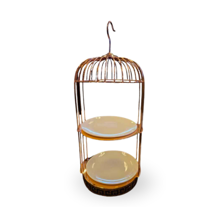 TopStyle Gold 2-Tier Bird Cage High Tea Stand Small