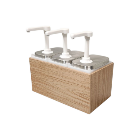 TopStyle 3-Pump Sauce Dispenser Wooden