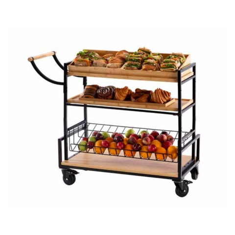 Rosseto Modulite™ Serving Cart with Bamboo Shelves and Wire Shelf Kit