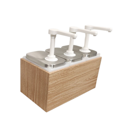TopStyle 3-Pump Sauce Dispenser Wooden