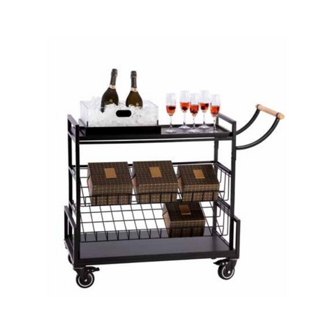 Rosseto Modulite™ Serving Cart with Bamboo Shelves and Wire Shelf Kit