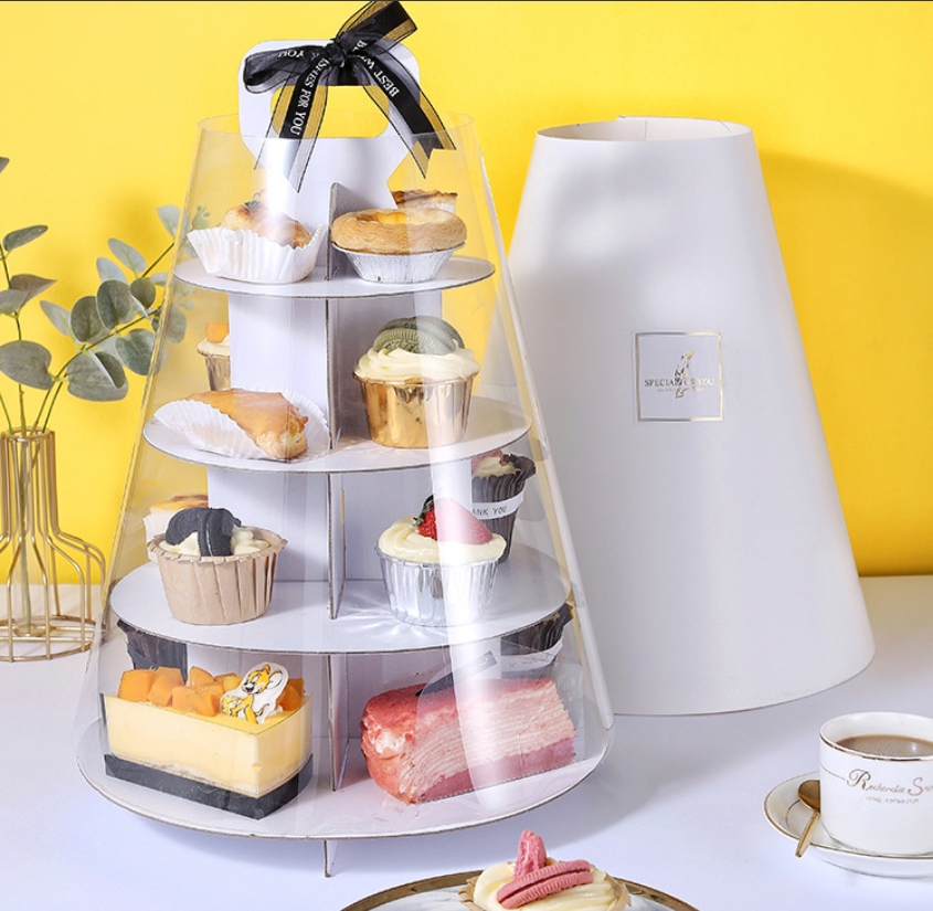 Takeaway High Tea Stand with Clear Cover – Top Shelf Concepts