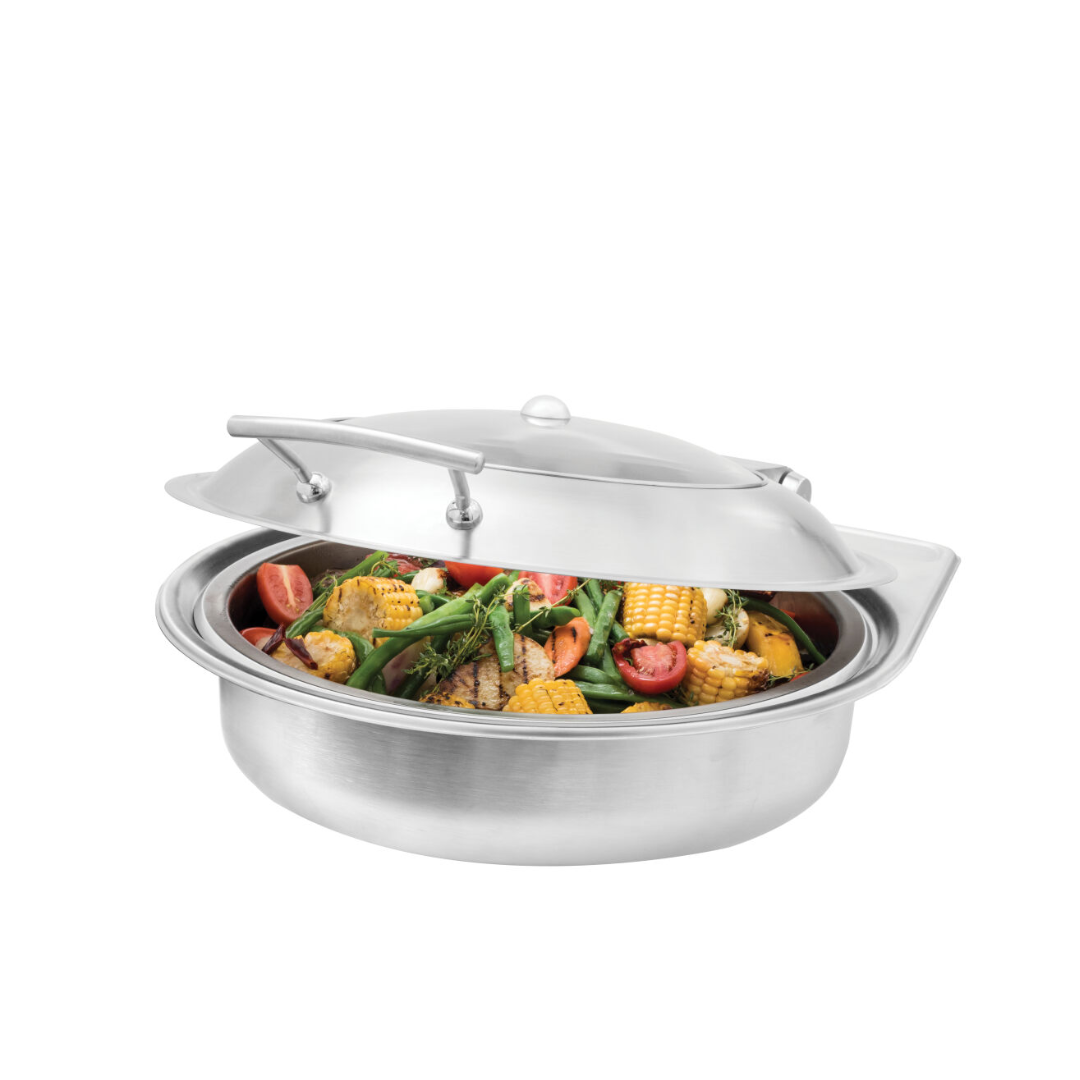 Rosseto Multi-Chef™ SS Brushed Finish Round Chafer with Soft Closing Lid includes Water Pan 6L SM289