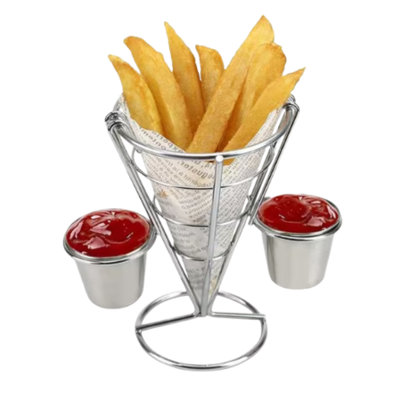 fries in a chip holder with sauce