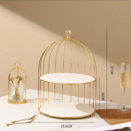 TopStyle Bird Cage 2-Tier Cake Display Gold