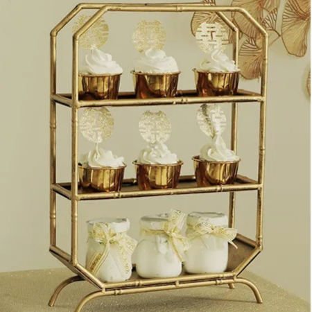 TopStyle Bamboo Gold High Tea Stand