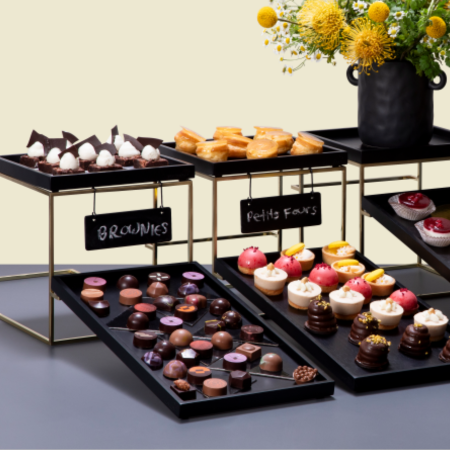 black wood surface and label boards for skyrize