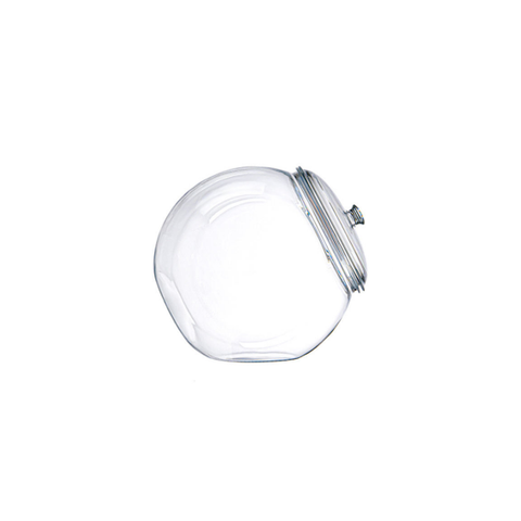 Clear glass jar with a lid on a white background