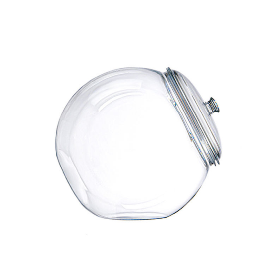 Clear glass jar with a lid on a white background
