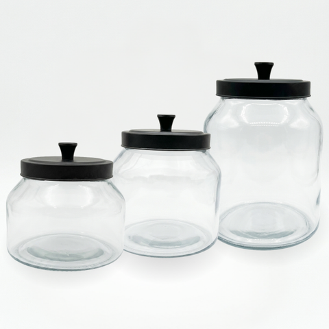 TopStyle Glass Jar Black Metal Lid