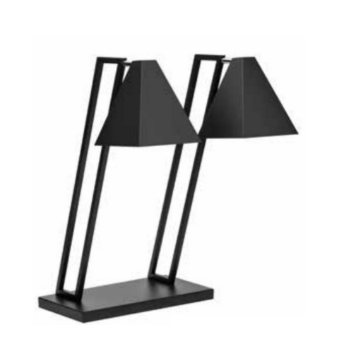 Rosseto Double Black Matte Pyramid Heat Lamp with Metal Base HL015