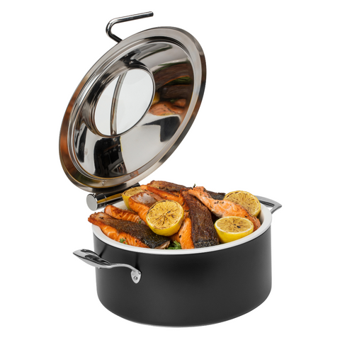 Rosseto Black Chafing Pot with Soft Closing Lid & Stainless Steel Food Pan 4.5L