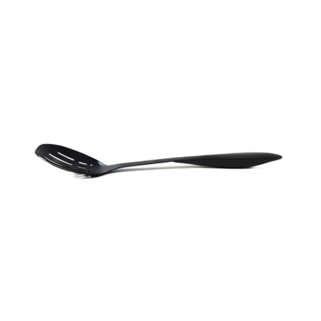 slotted serving spoon on white background