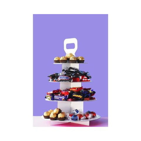 Takeaway High Tea Stand with Cover White