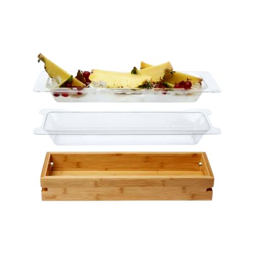 Rosseto Clear Acrylic Insert With Tub with Medium Bamboo Tray