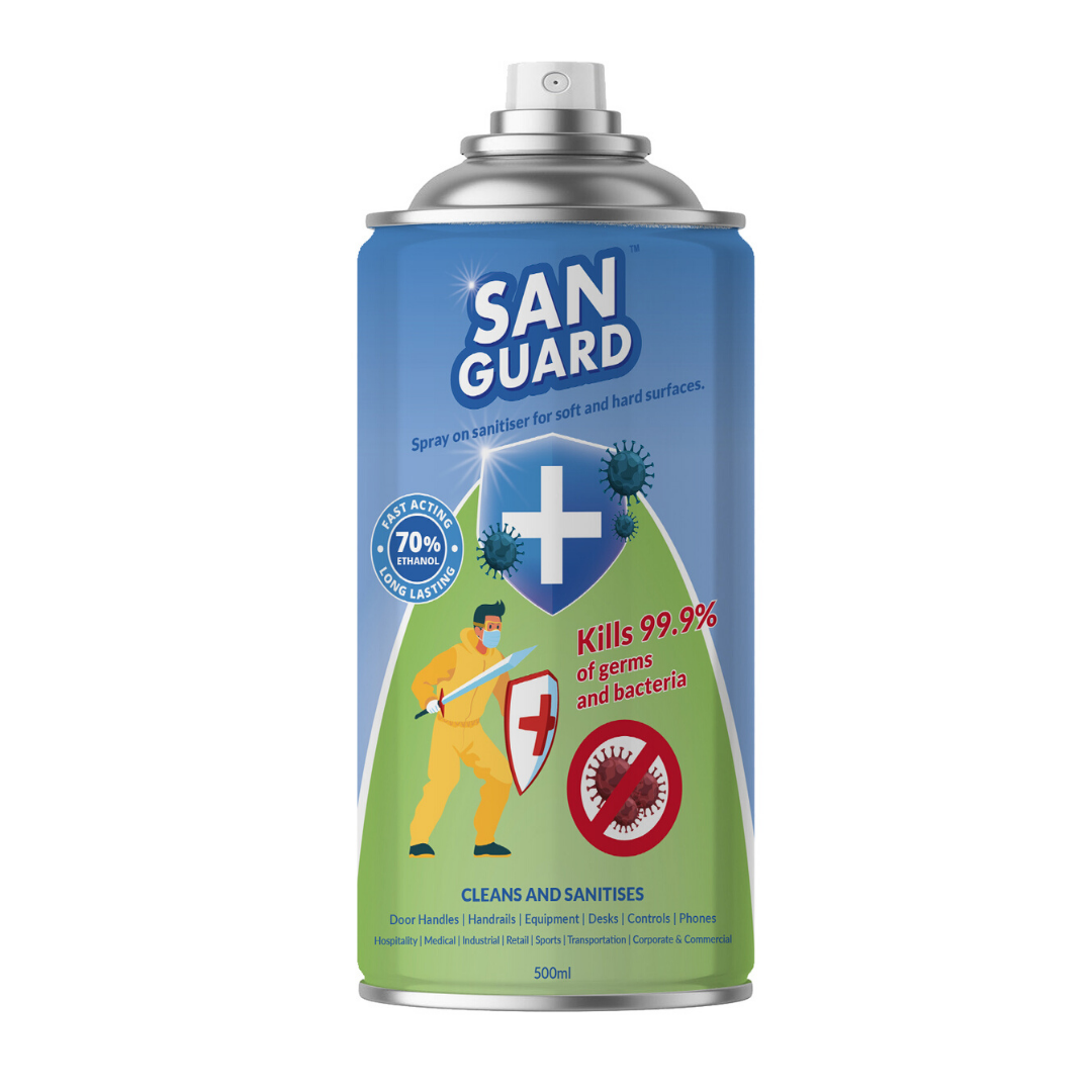 SanGuard Sanitiser Aerosol 500 ml (Pack of 12/10 cartons of 12)