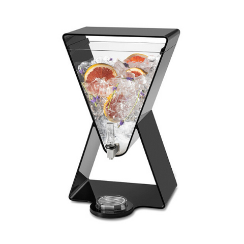 black Beverage Dispenser triangular base with ice cold infused water